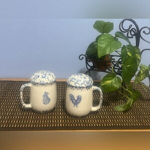 Blue and White Ceramic salt and pepper Set